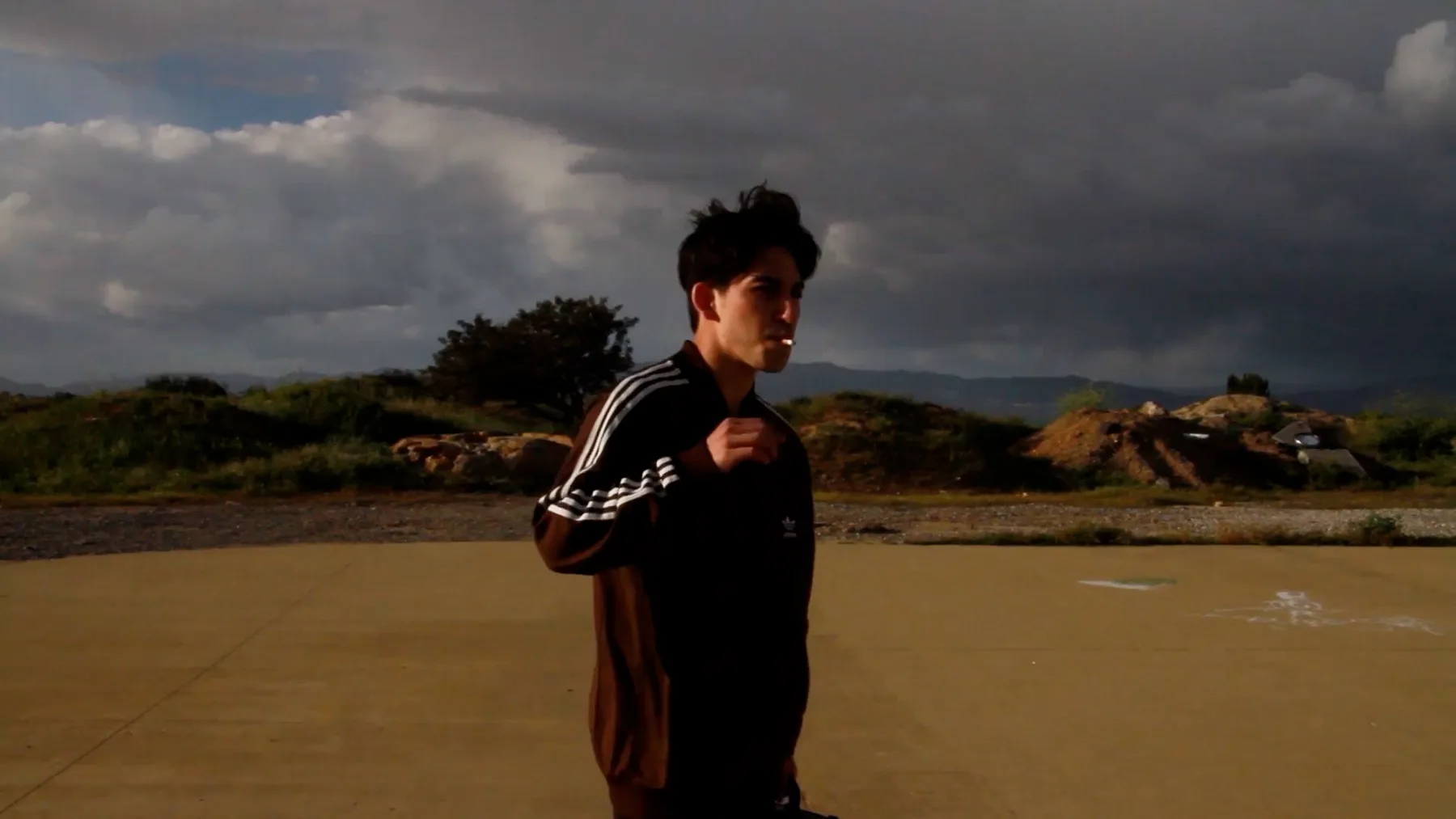 Ian Bloom in Driver 2016 as the Driver smoking in the storm