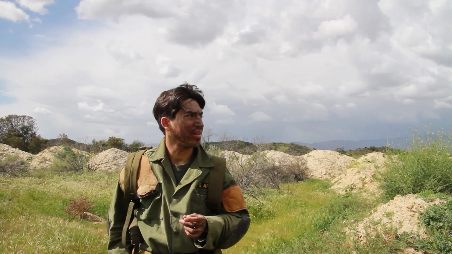 Ian Bloom in Driver 2016 as the Soldier in a close-up portrait
